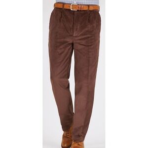 Peter Christian Men's Brown Pleated County Corduroy Pants MT08 - 40Wx31L - $130